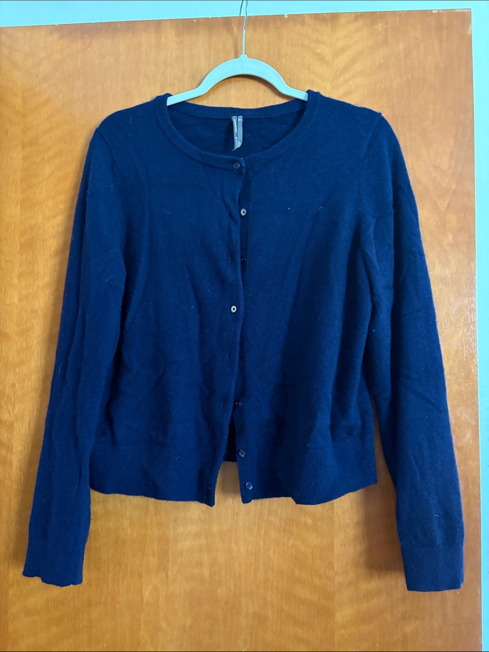 Anthropologie Cashmere Navy Button-Front Knit Cardigan